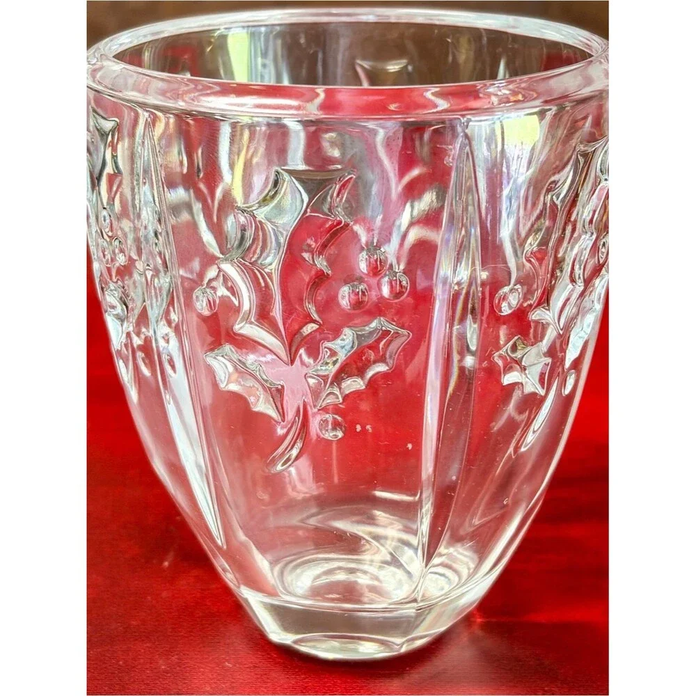 Vintage St. George 24% Lead Crystal Holly Vase